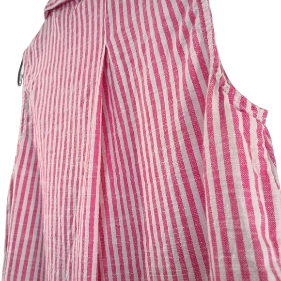 Lola River Women's Pink/White Striped Summer Blouse Sleeveless Size XS EUC - Picture 3 of 7